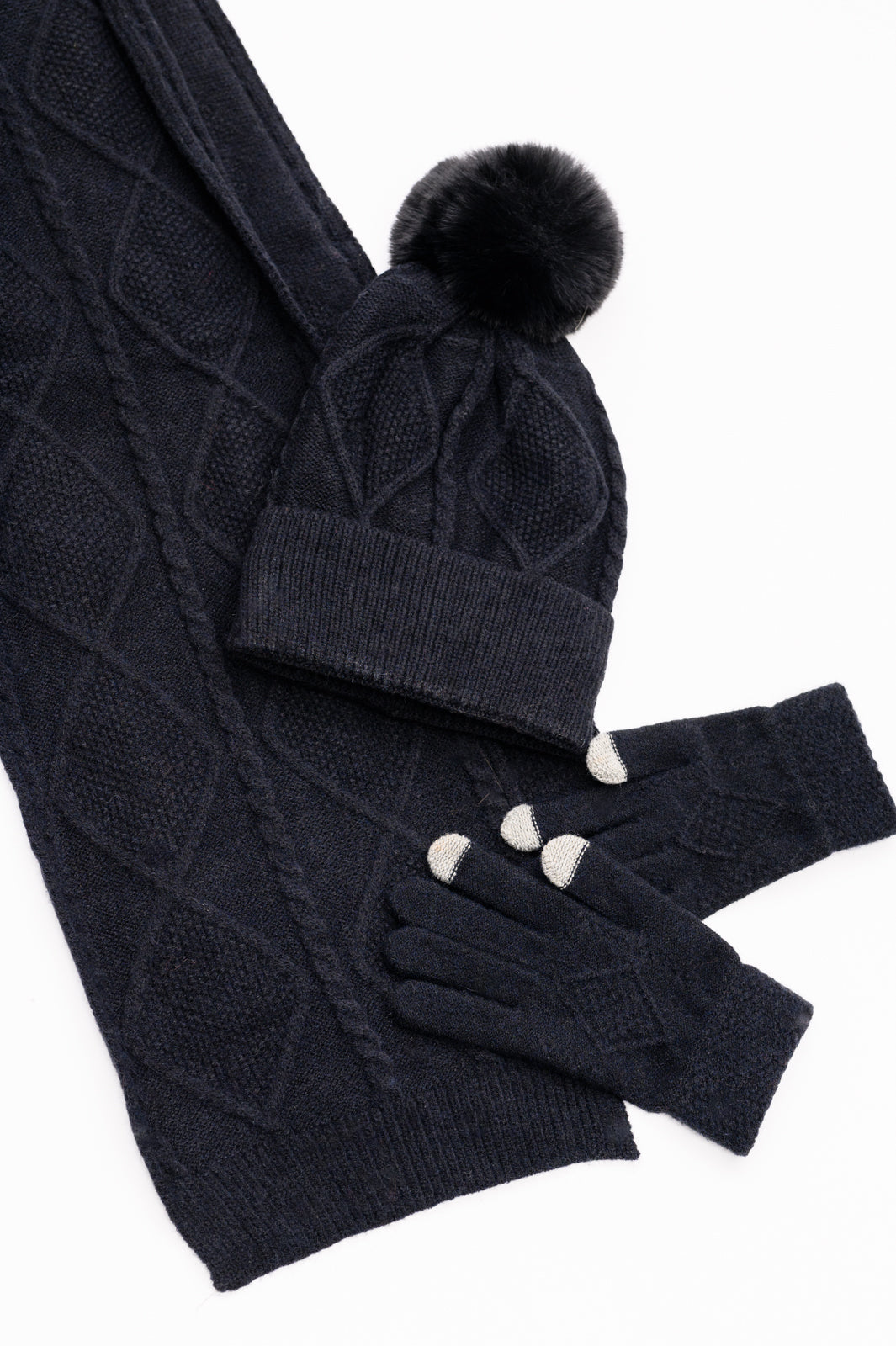 Jane Frost Beanie, Glove, and Scarf Set, Black