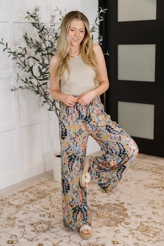 Zara Boho Pattern Wide Leg Pants
