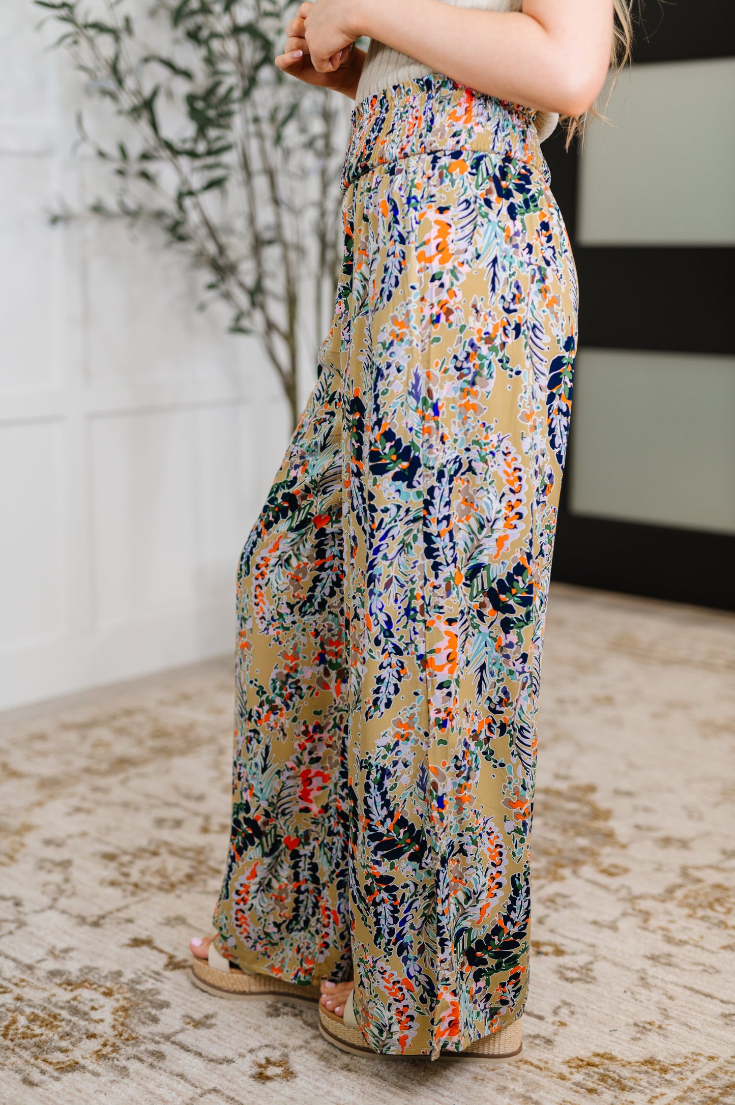 Zara Boho Pattern Wide Leg Pants