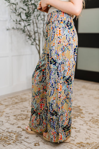 Zara Boho Pattern Wide Leg Pants