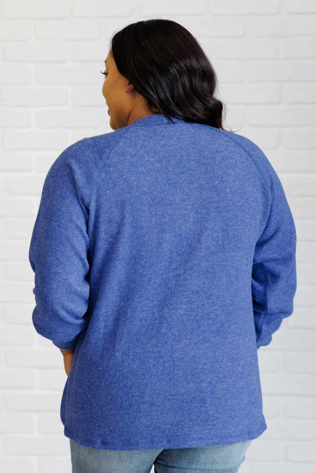 Keeping It Real Brushed Hacci Long Sleeve Top, Blue