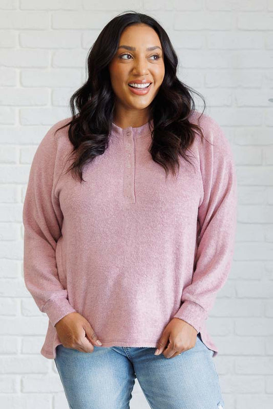 Keeping It Real Brushed Hacci Long Sleeve Top, Rose