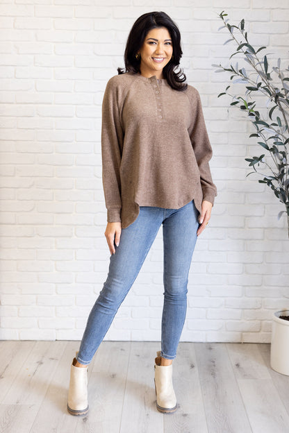 Keeping It Real Brushed Hacci Long Sleeve Top, Mocha