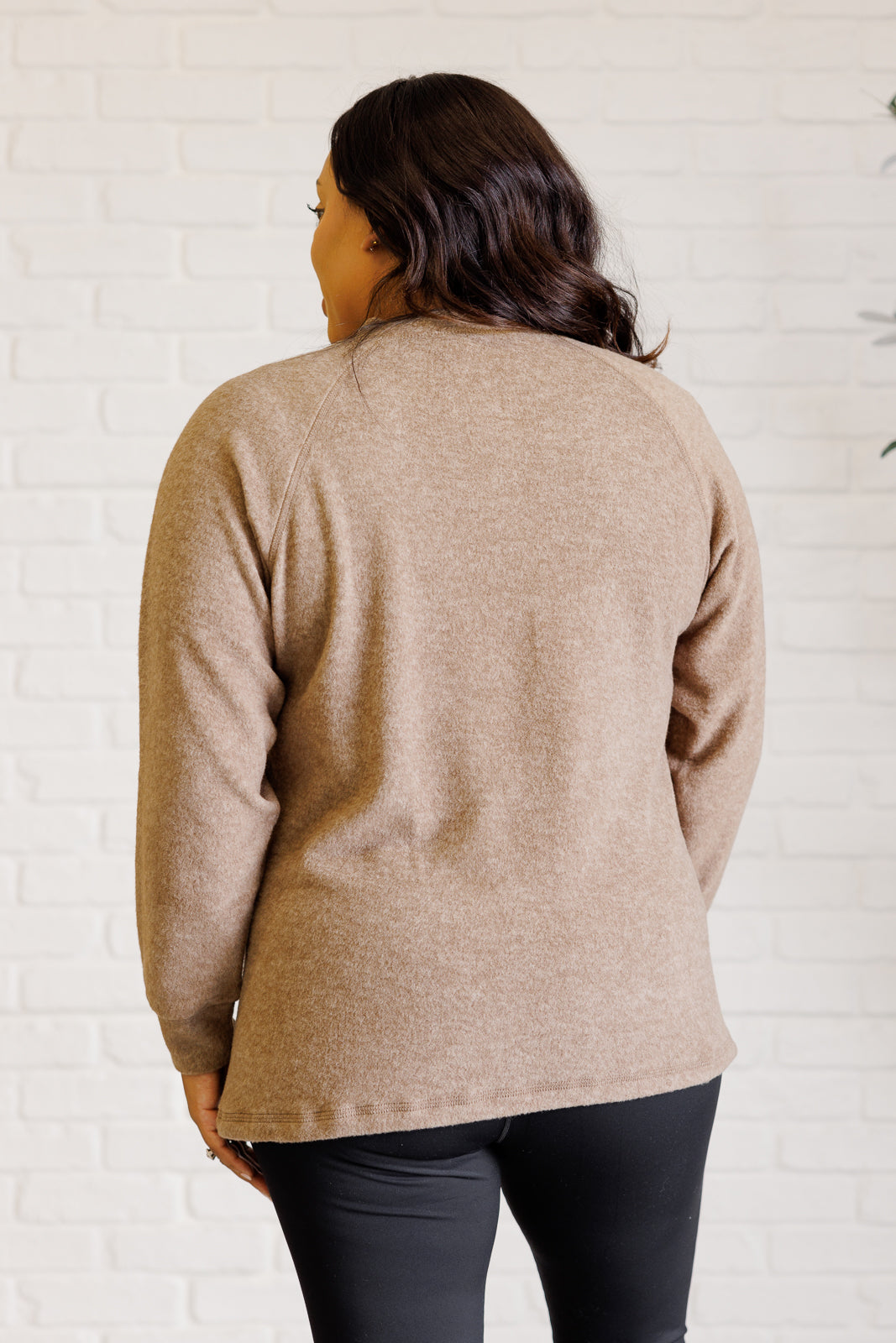 Keeping It Real Brushed Hacci Long Sleeve Top, Mocha