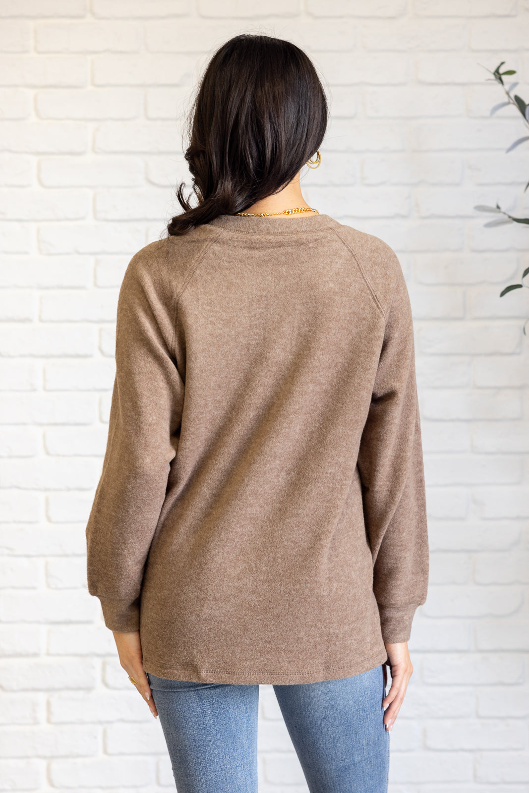 Keeping It Real Brushed Hacci Long Sleeve Top, Mocha