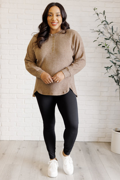 Keeping It Real Brushed Hacci Long Sleeve Top, Mocha