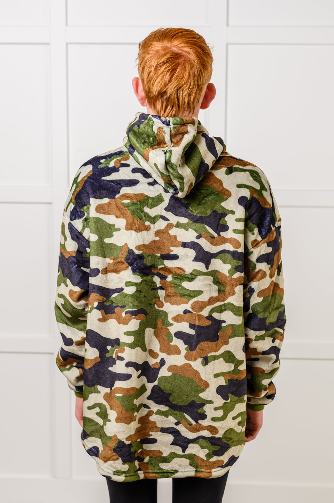 KIDS Oversized Velour Blanket Hoodie, Camo