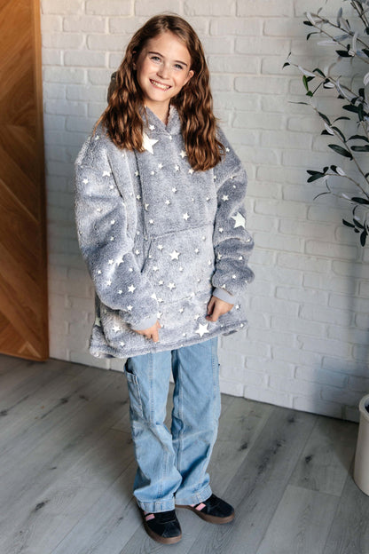 KIDS Oversized Velour Blanket Hoodie, Glow-In-The-Dark Stars