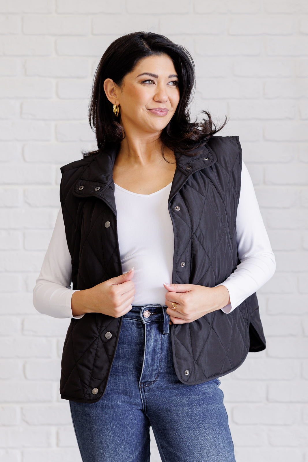 Layering Queen Quilted Puffer Vest, Black