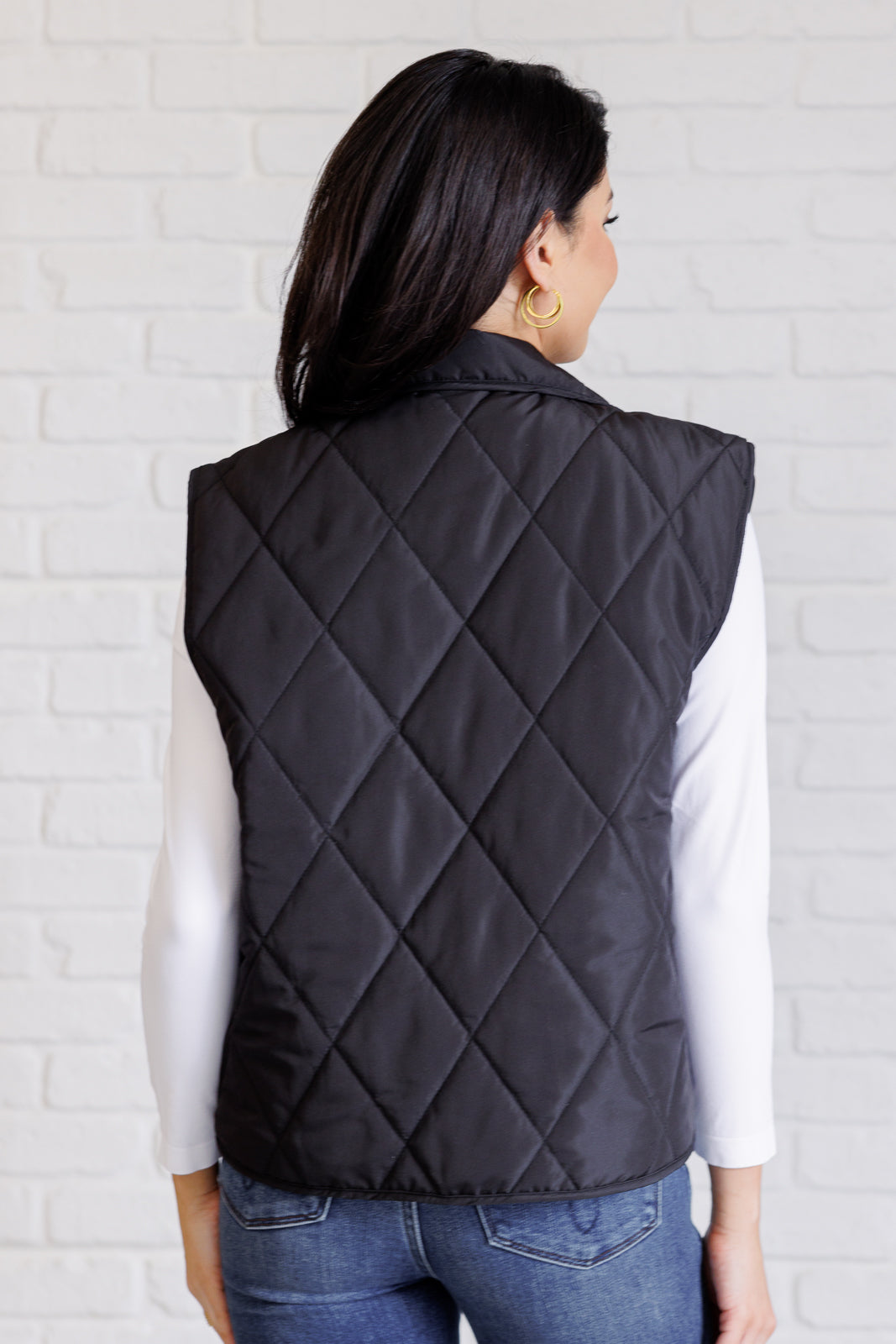 Layering Queen Quilted Puffer Vest, Black