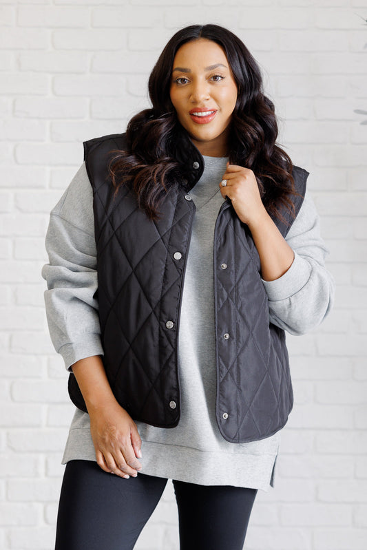 Layering Queen Quilted Puffer Vest, Black