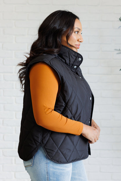 Layering Queen Quilted Puffer Vest, Black