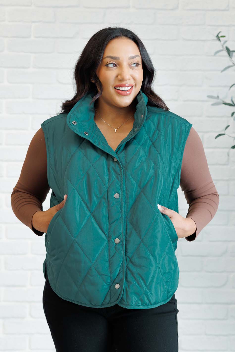 Layering Queen Quilted Puffer Vest, Hunter Green