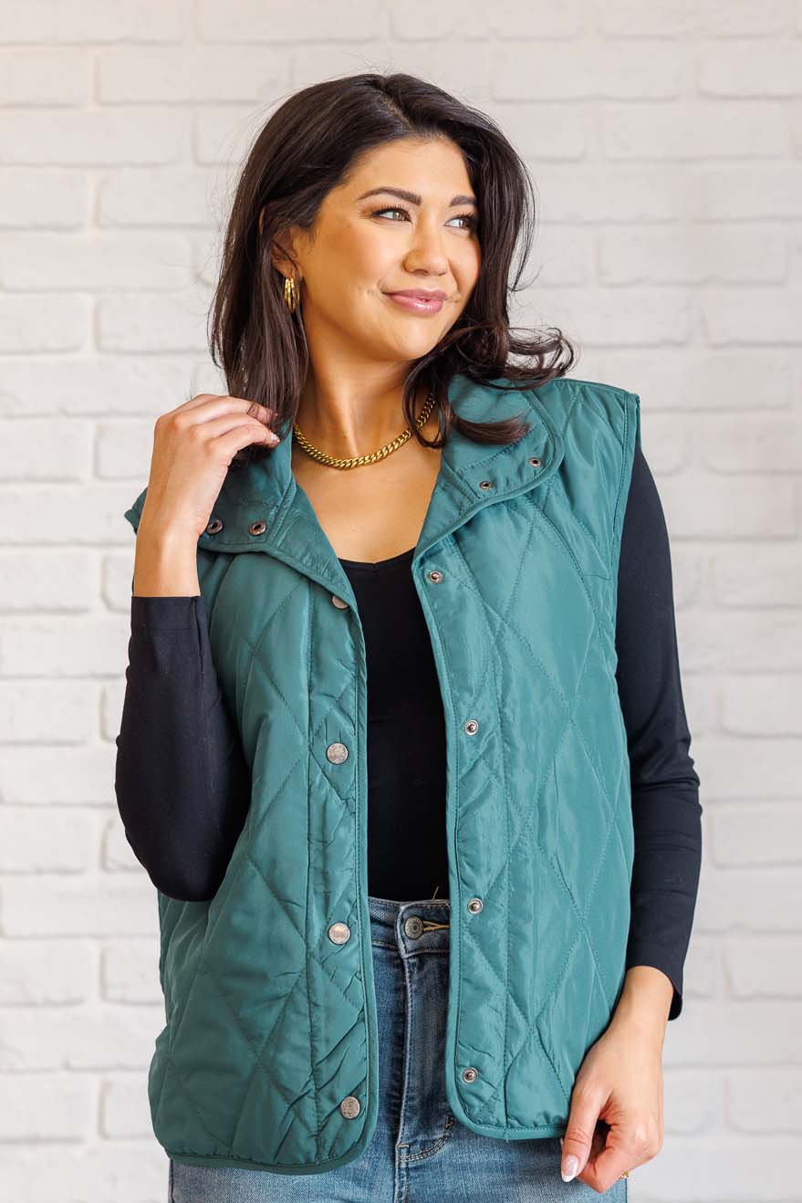 Layering Queen Quilted Puffer Vest, Hunter Green