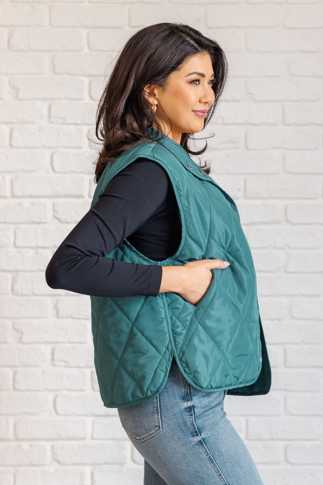 Layering Queen Quilted Puffer Vest, Hunter Green