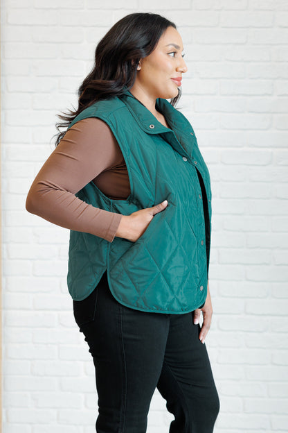 Layering Queen Quilted Puffer Vest, Hunter Green