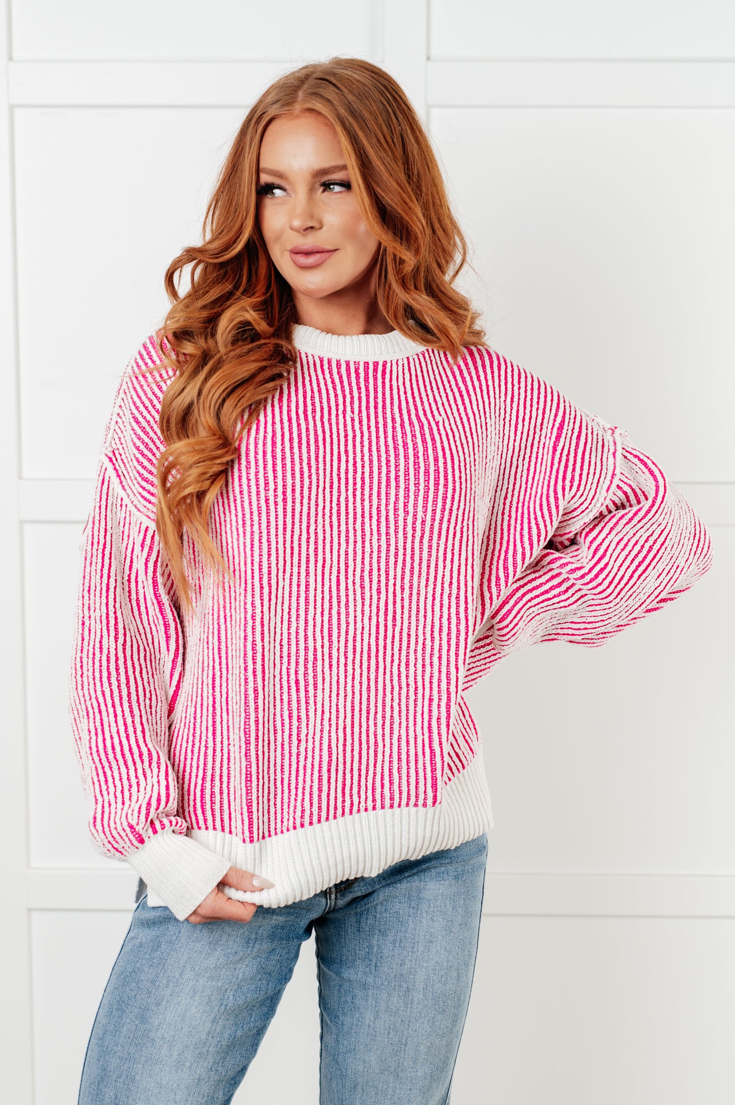 Least High Maintenance Ribbed Sweater, Pink