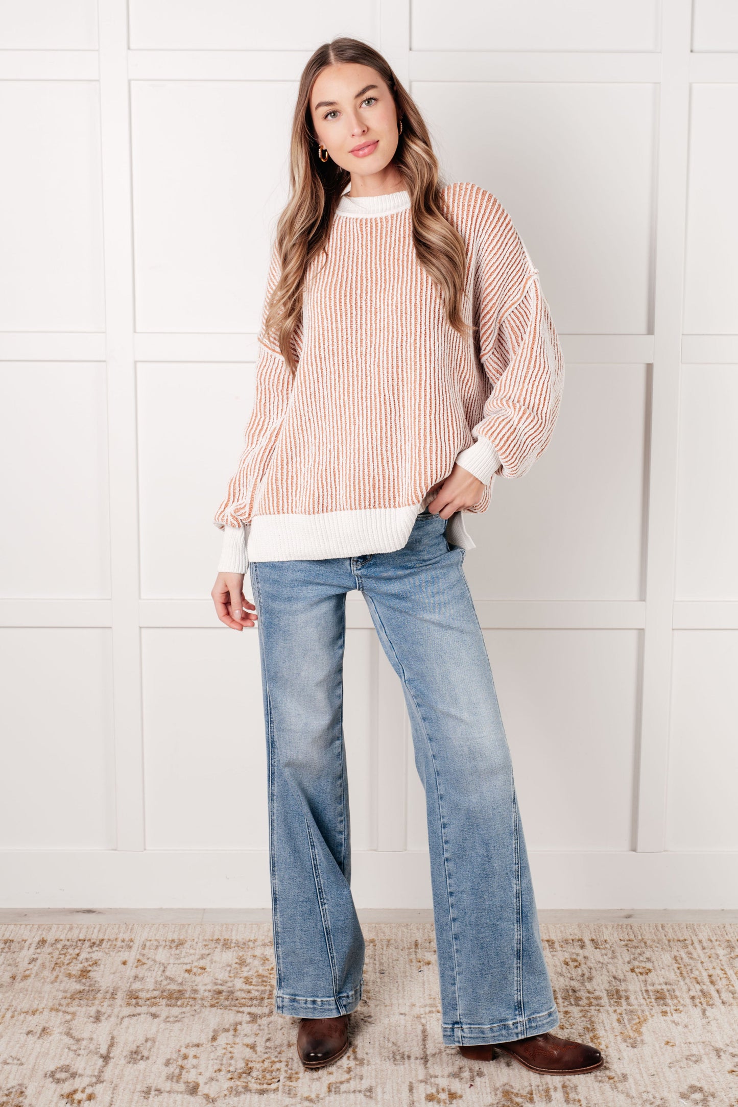 Least High Maintenance Ribbed Sweater, Peach