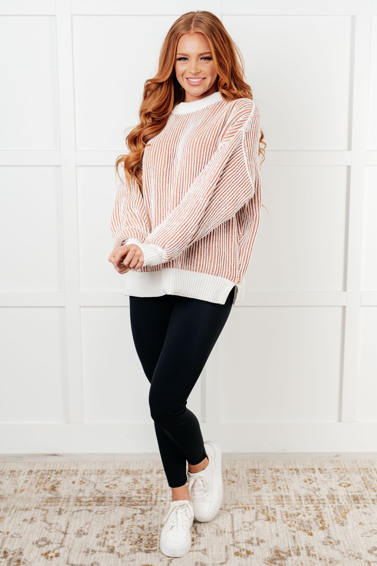 Least High Maintenance Ribbed Sweater, Peach