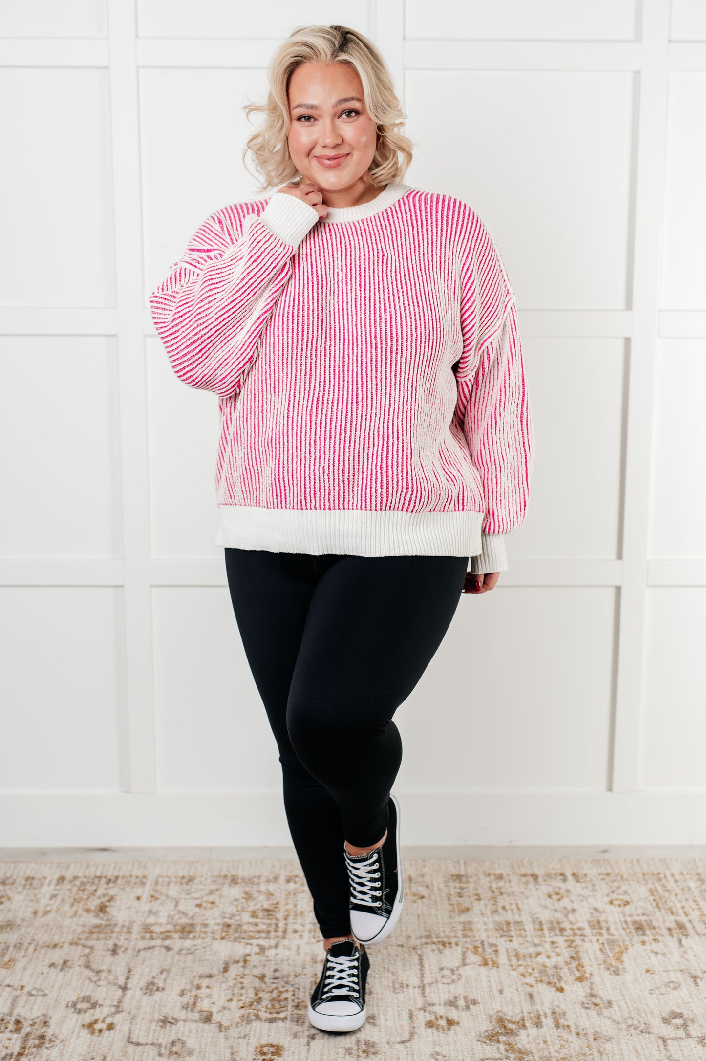 Least High Maintenance Ribbed Sweater, Pink