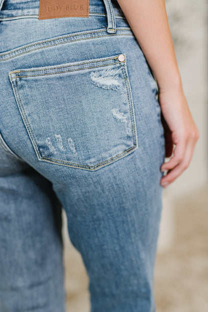 JUDY BLUE Lorena Mid Rise Vintage Wash Bootcut Jeans