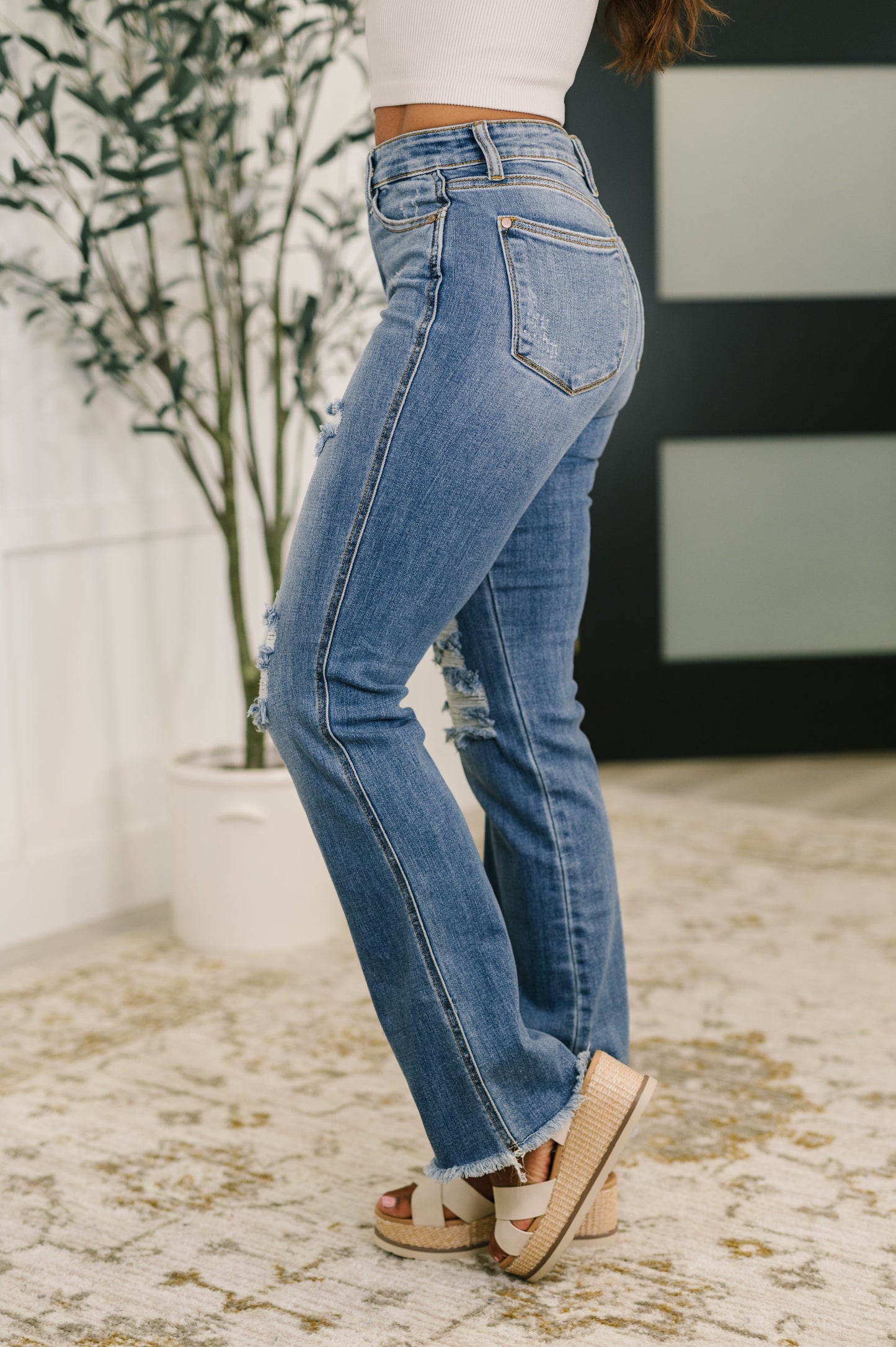 JUDY BLUE Maureen High Rise Distressed Bootcut Jeans