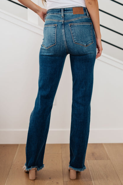 JUDY BLUE Morgan High Rise Distressed Straight Jeans