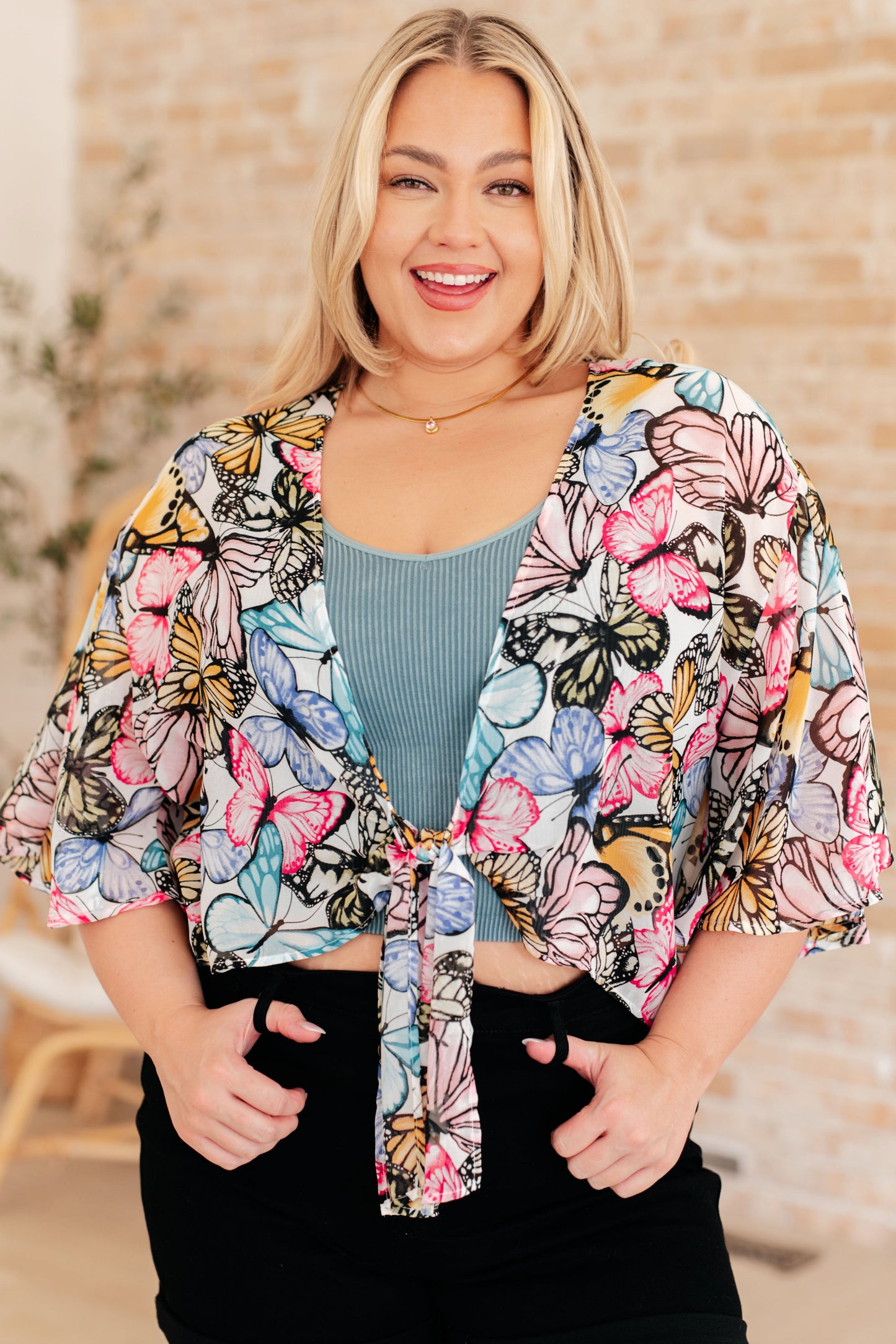 Monarch Tie Front Kimono Top