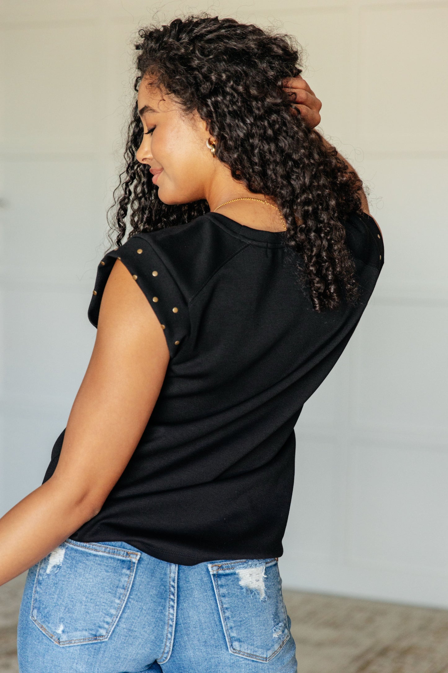 Rebel Studded Cap Sleeve Top