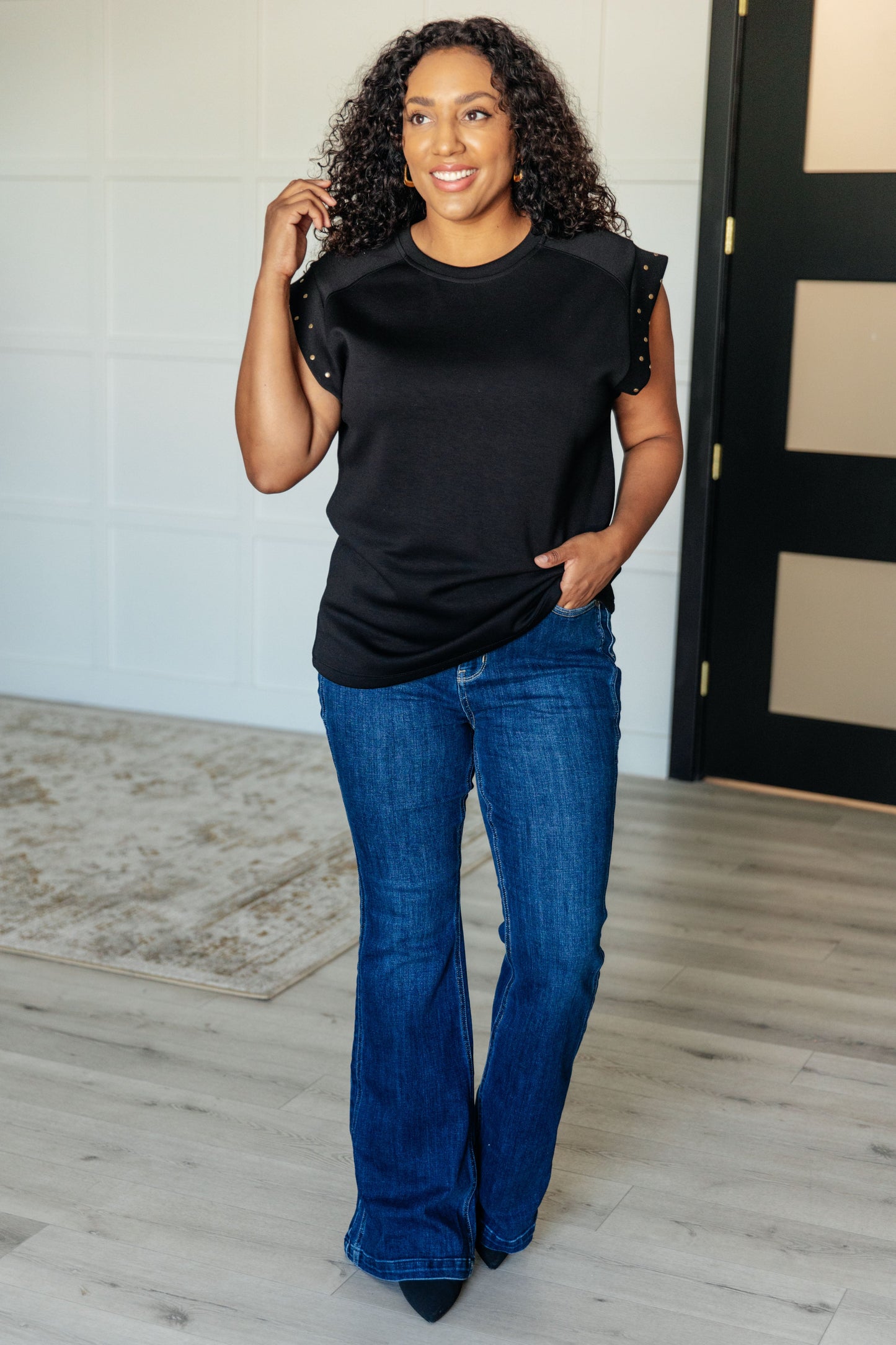 Rebel Studded Cap Sleeve Top