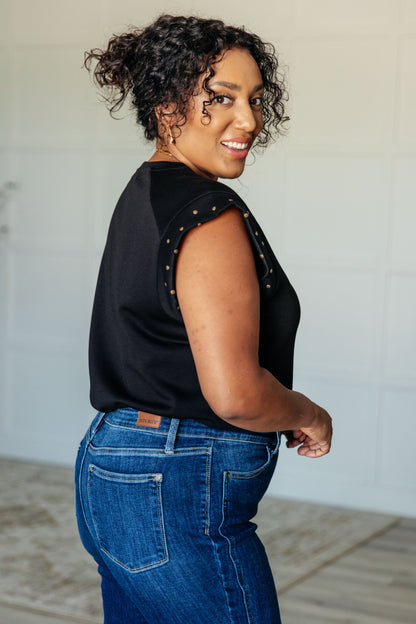 Rebel Studded Cap Sleeve Top