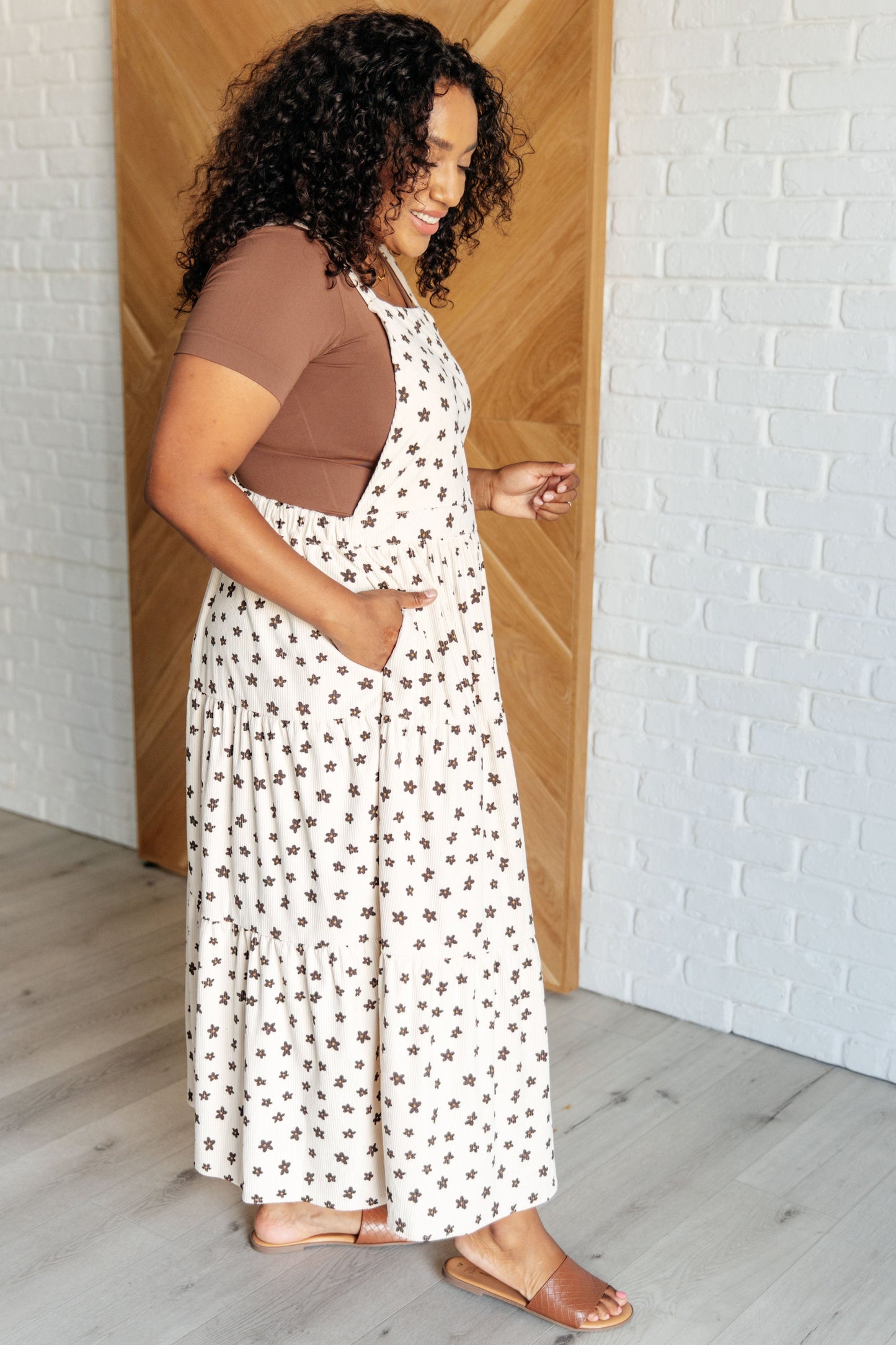 Meadow Corduroy Floral Midi Dress