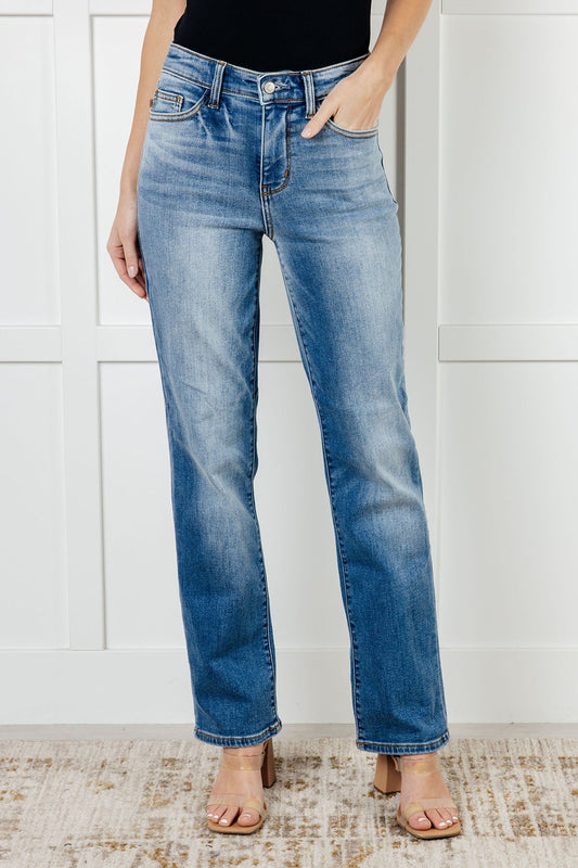 JUDY BLUE Nivea Vintage Wash THERMAL Straight Jeans