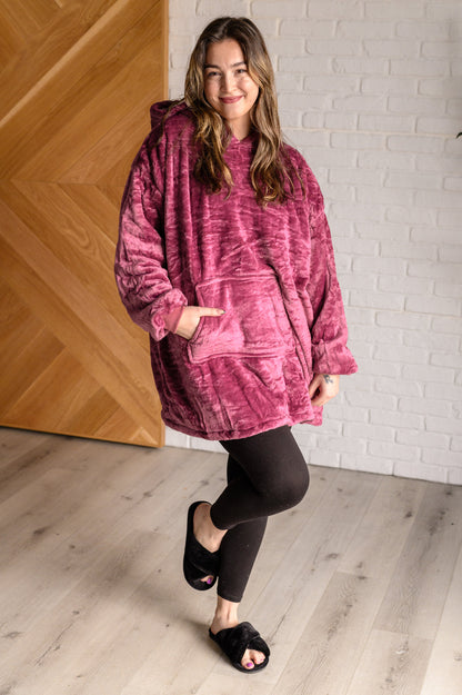 Oversized Velour Blanket Hoodie, Purple