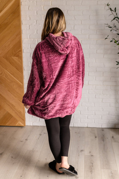 Oversized Velour Blanket Hoodie, Purple