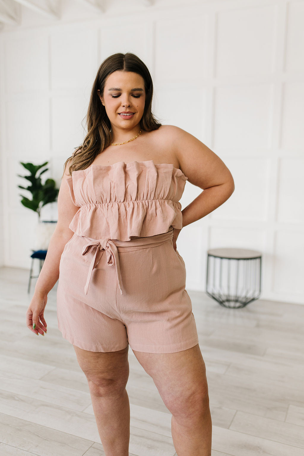 Pink Skies Linen Tie Romper