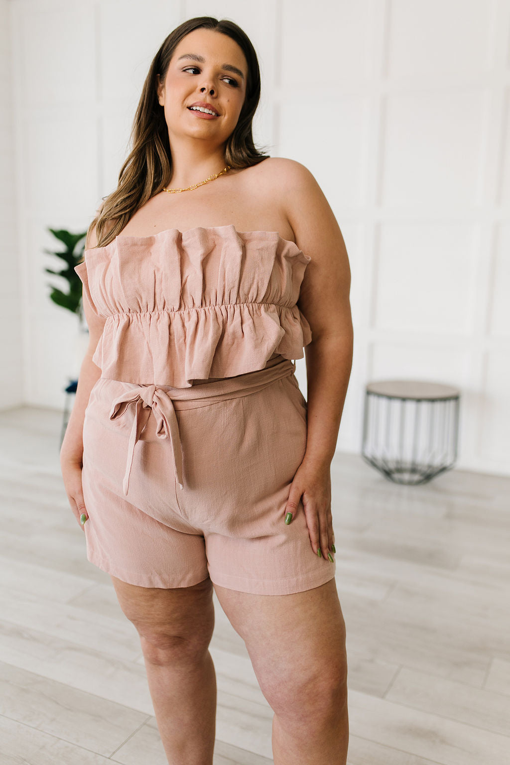 Pink Skies Linen Tie Romper