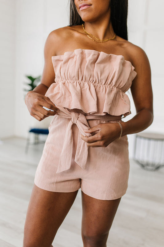 Pink Skies Linen Tie Romper