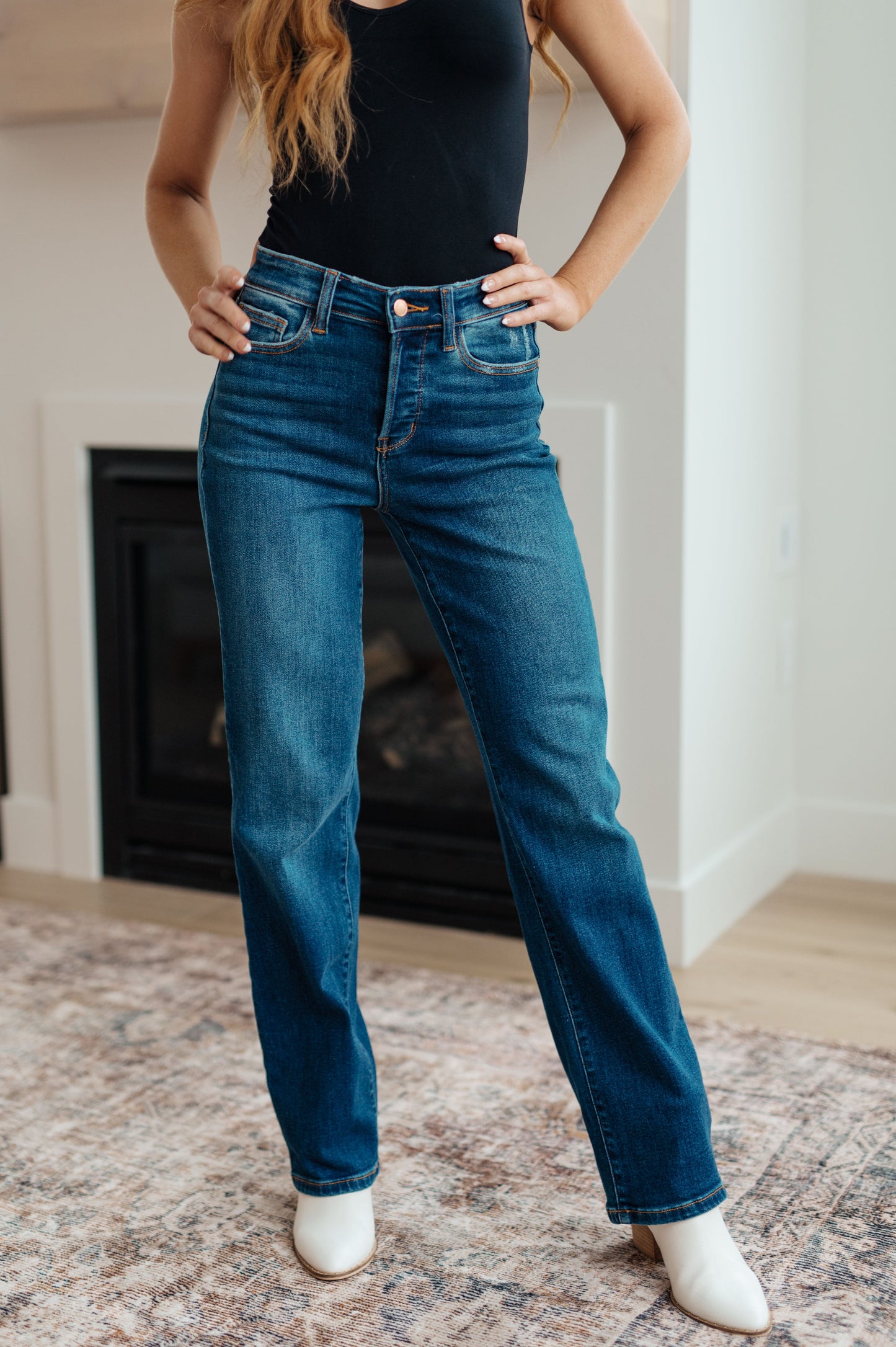 JUDY BLUE Pippa High Rise Button Fly Dad Jeans