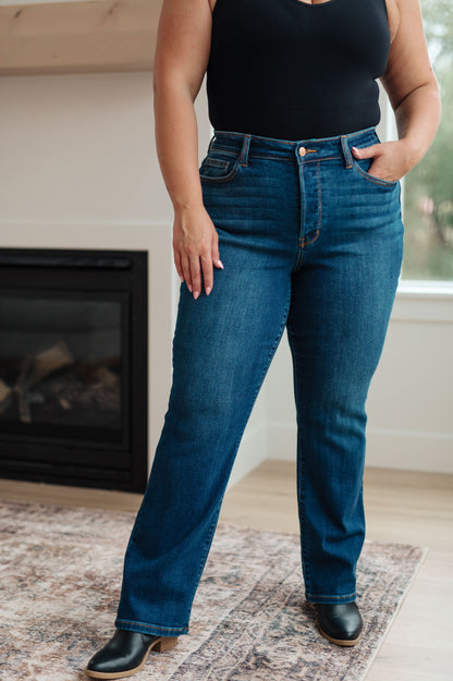 JUDY BLUE Pippa High Rise Button Fly Dad Jeans