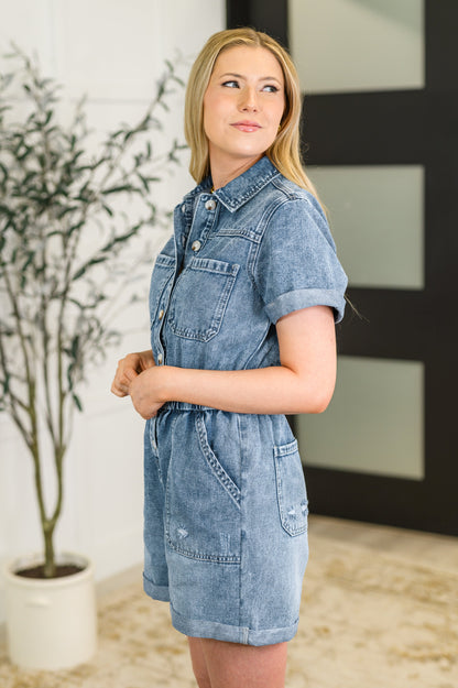 Ryder Denim Button Front Romper