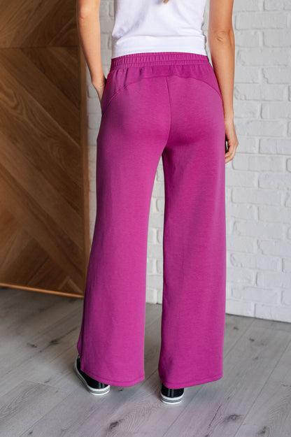 Resort Travel Wide Leg Scuba Pants, Magenta