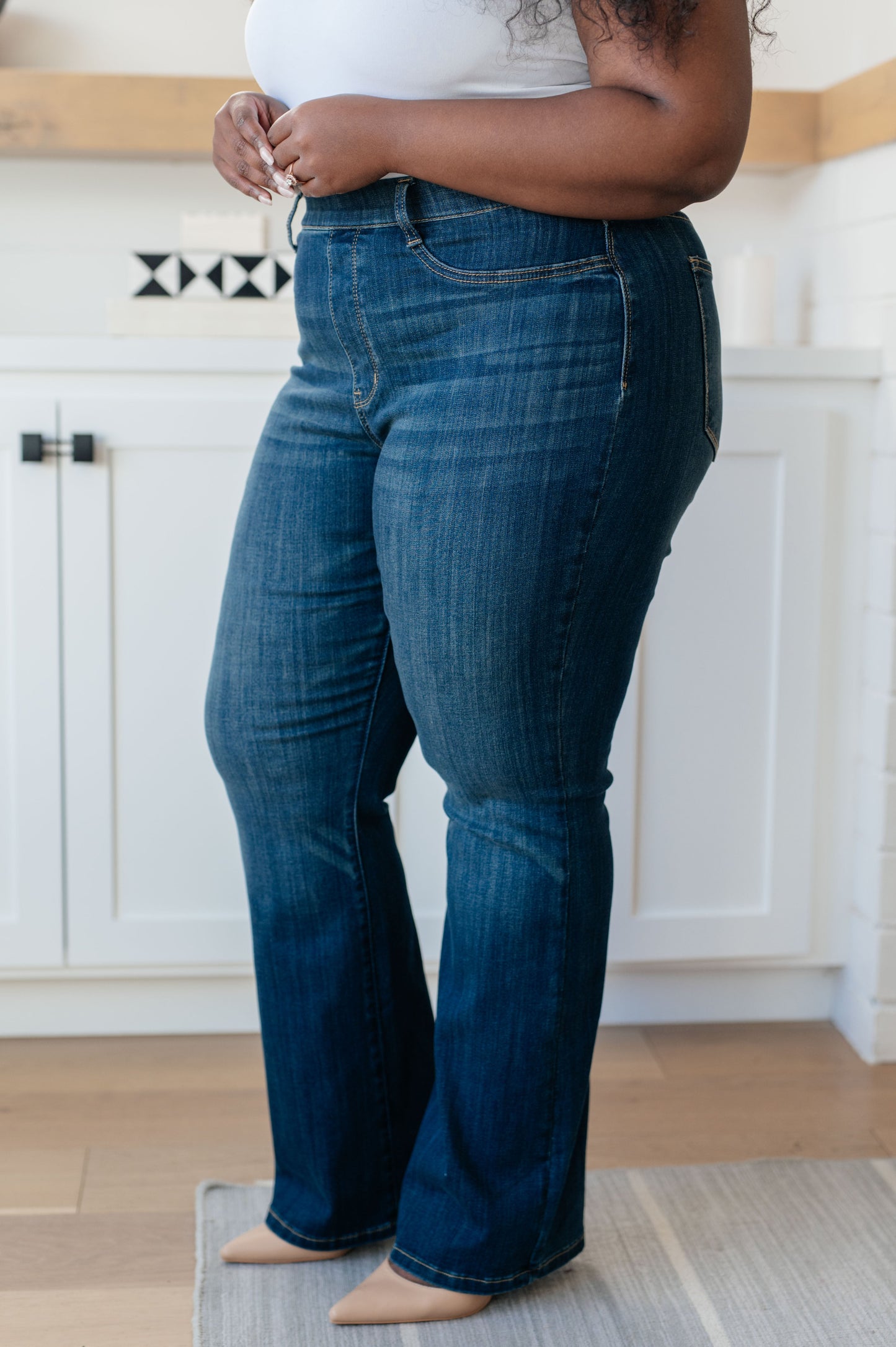 JUDY BLUE Ricki High Rise Pull On Slim Bootcut Jeans