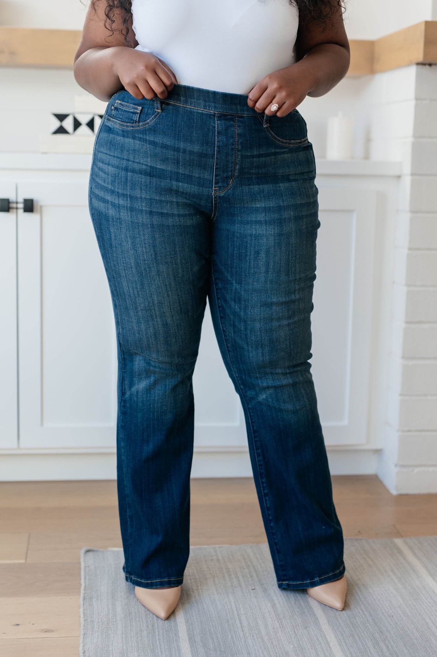 JUDY BLUE Ricki High Rise Pull On Slim Bootcut Jeans