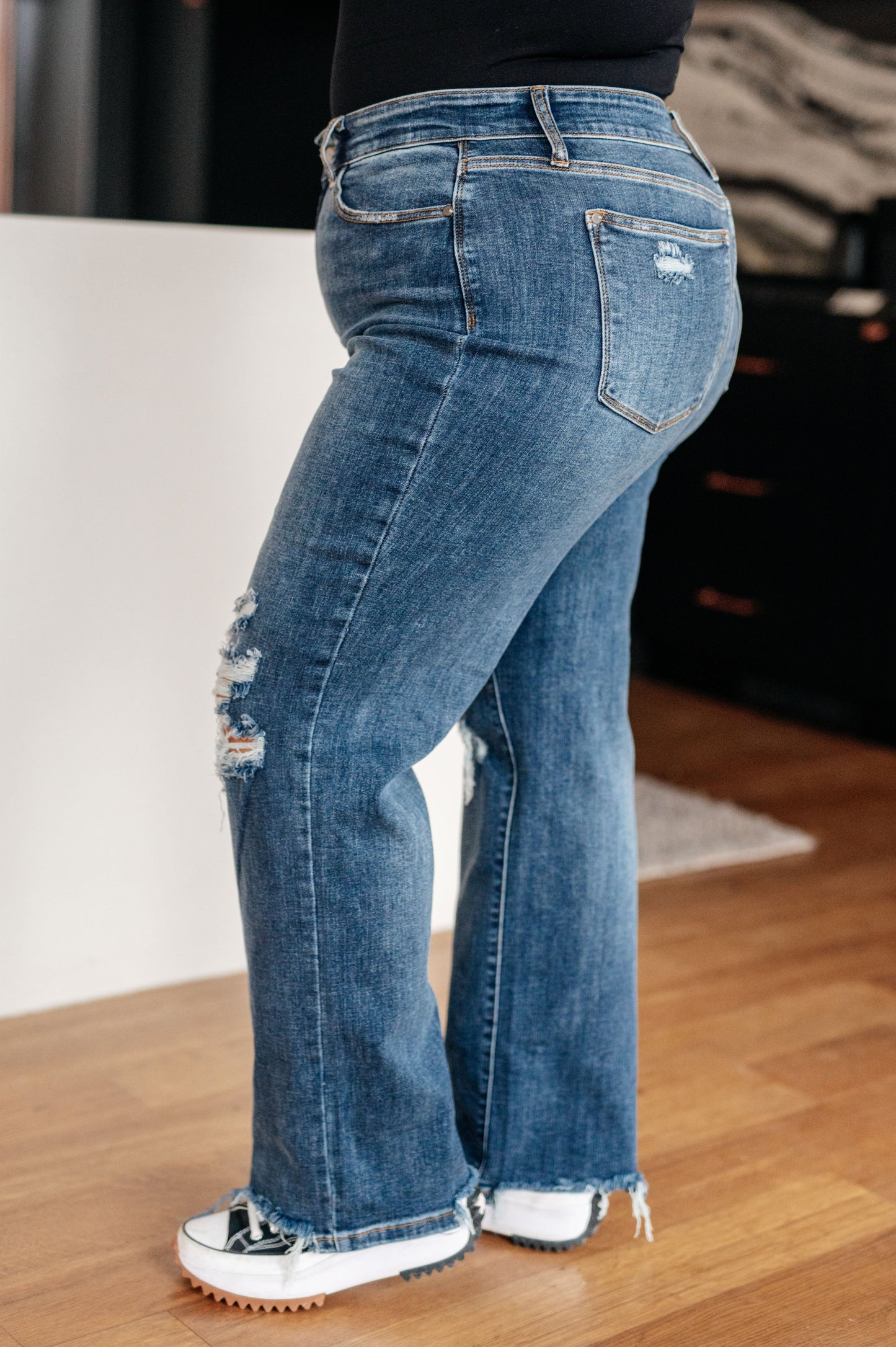 JUDY BLUE Rose High Rise 90's Straight Jeans, Dark Wash