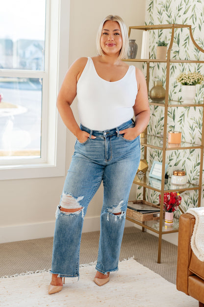 JUDY BLUE Rose High Rise 90's Straight Jeans, Light Wash