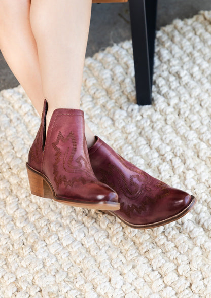 Naughty Monkey Western Kickin' Booties, Burgundy