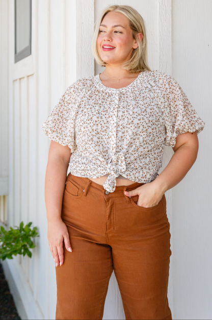 Fancy Me Floral Button Front Top