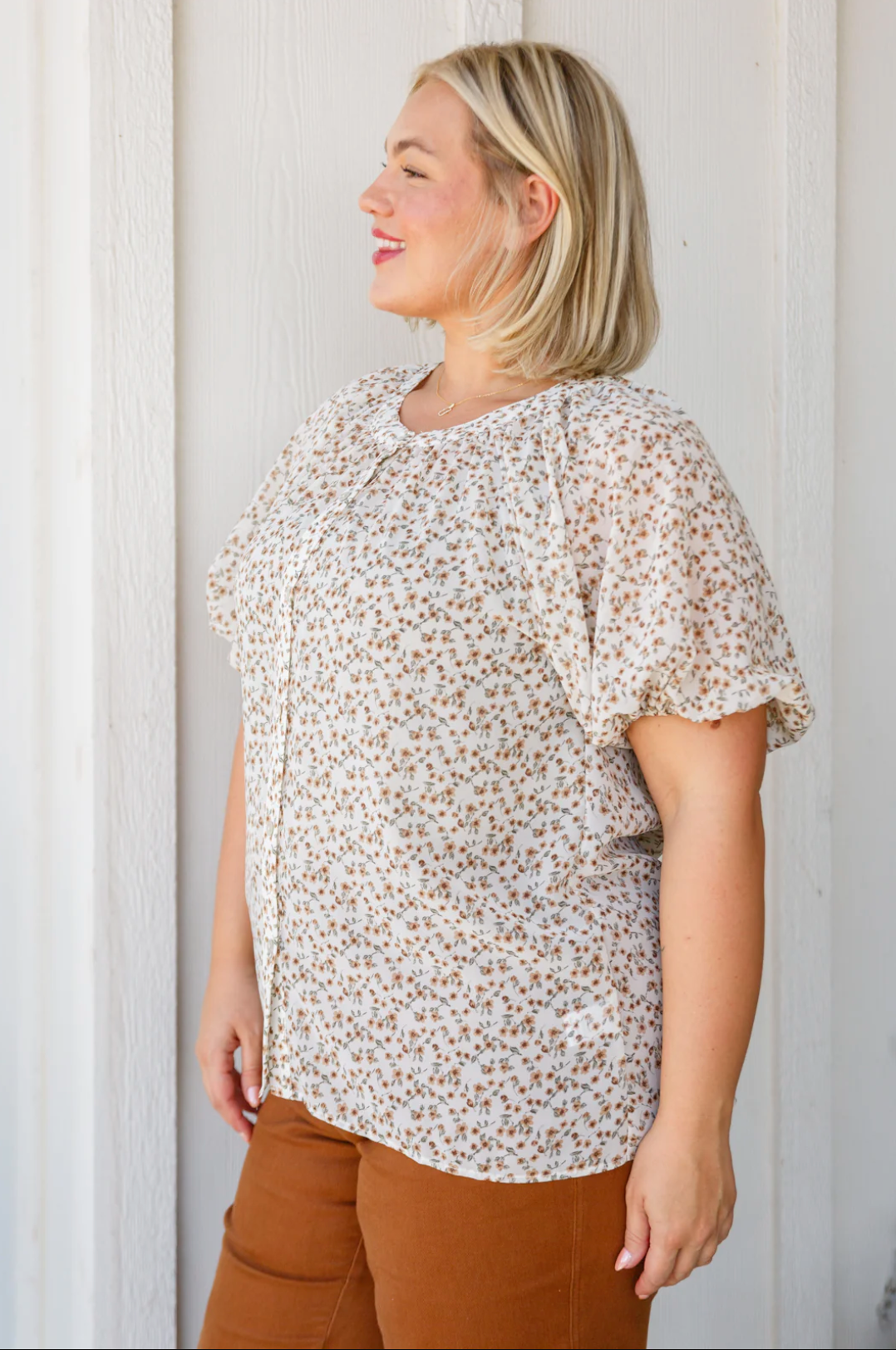 Fancy Me Floral Button Front Top