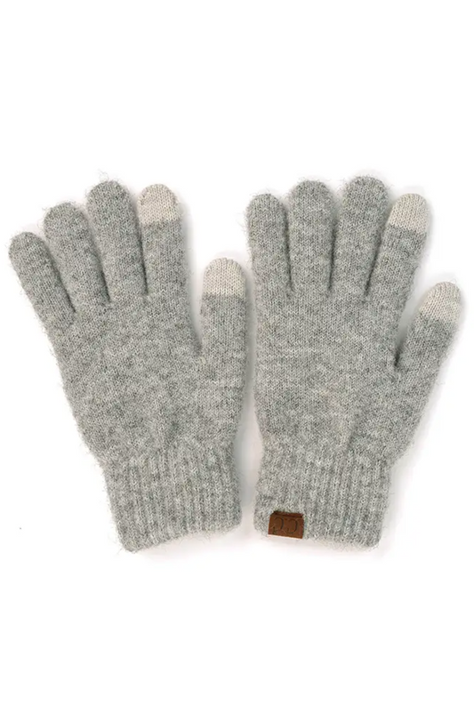 C.C. Knit Touchscreen Gloves, Heather Grey